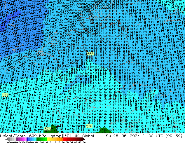 Height/Temp. 500 hPa UK-Global Su 26.05.2024 21 UTC