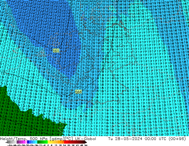 Geop./Temp. 500 hPa UK-Global mar 28.05.2024 00 UTC