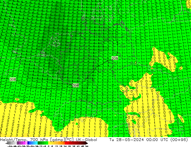 Height/Temp. 700 hPa UK-Global Ter 28.05.2024 00 UTC