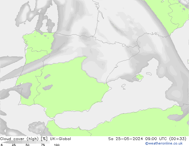 Nubes altas UK-Global sáb 25.05.2024 09 UTC