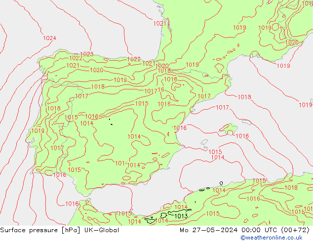 Luchtdruk (Grond) UK-Global ma 27.05.2024 00 UTC