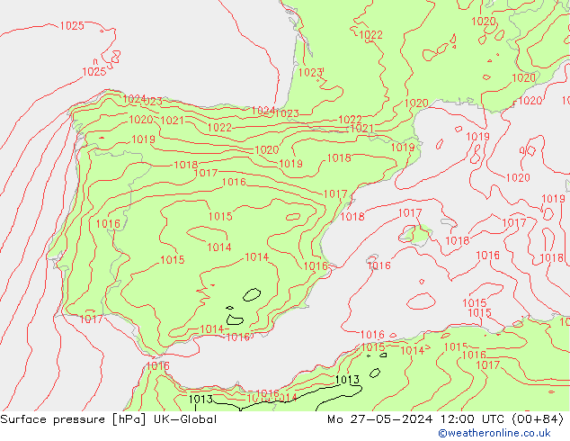 приземное давление UK-Global пн 27.05.2024 12 UTC