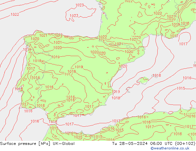 Luchtdruk (Grond) UK-Global di 28.05.2024 06 UTC