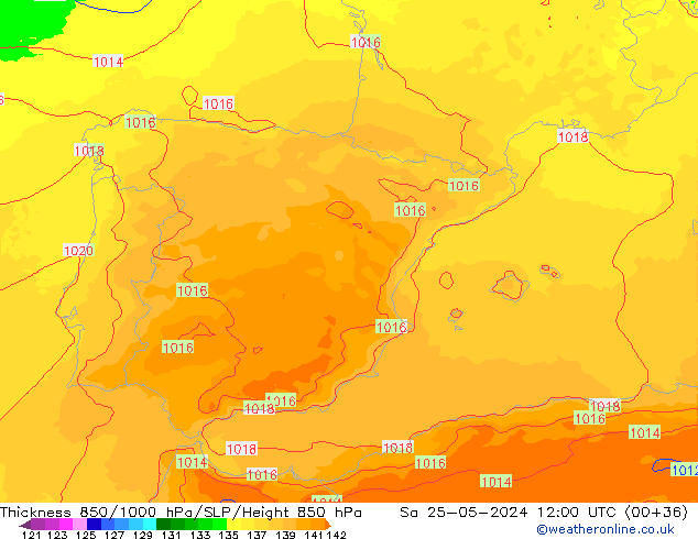 Thck 850-1000 hPa UK-Global So 25.05.2024 12 UTC