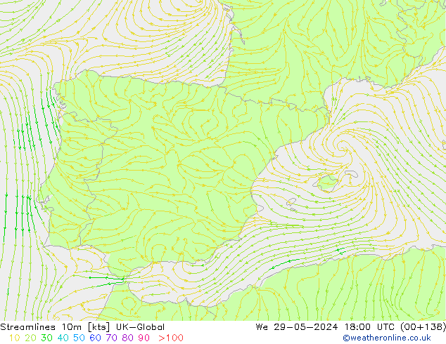 Streamlines 10m UK-Global St 29.05.2024 18 UTC