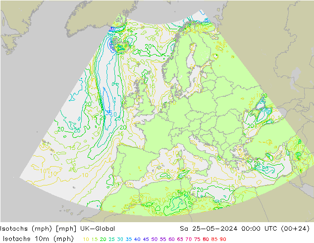 Isotaca (mph) UK-Global sáb 25.05.2024 00 UTC