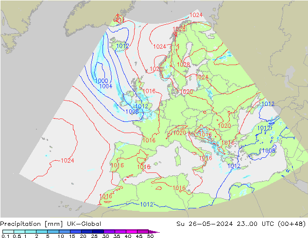 Srážky UK-Global Ne 26.05.2024 00 UTC