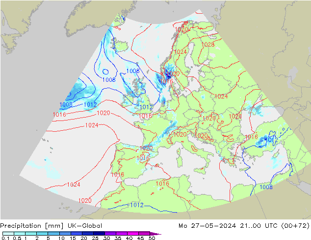 Précipitation UK-Global lun 27.05.2024 00 UTC