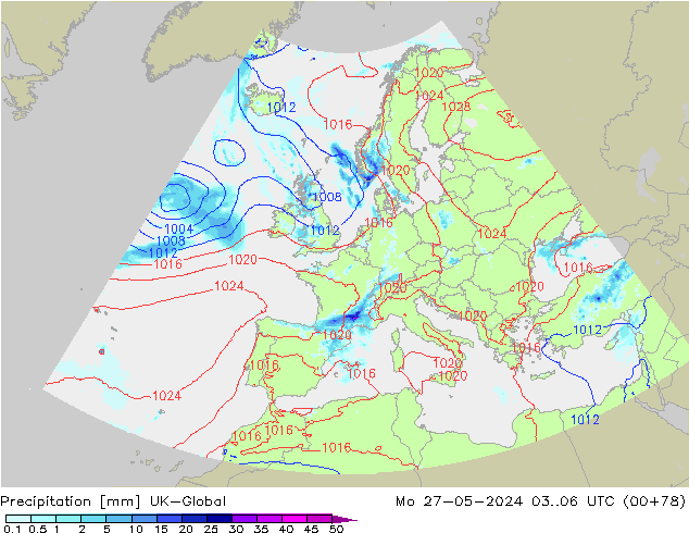 Précipitation UK-Global lun 27.05.2024 06 UTC