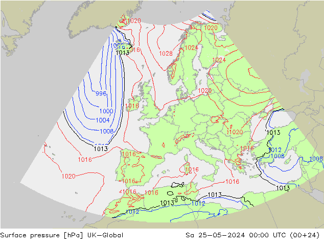 Surface pressure UK-Global Sa 25.05.2024 00 UTC