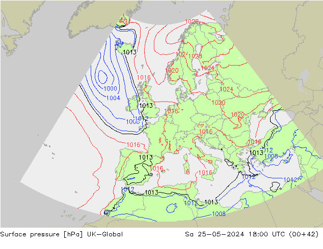 Luchtdruk (Grond) UK-Global za 25.05.2024 18 UTC