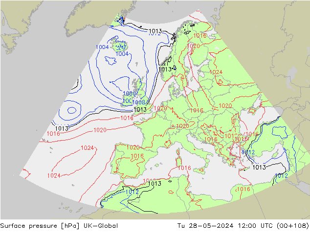 Surface pressure UK-Global Tu 28.05.2024 12 UTC