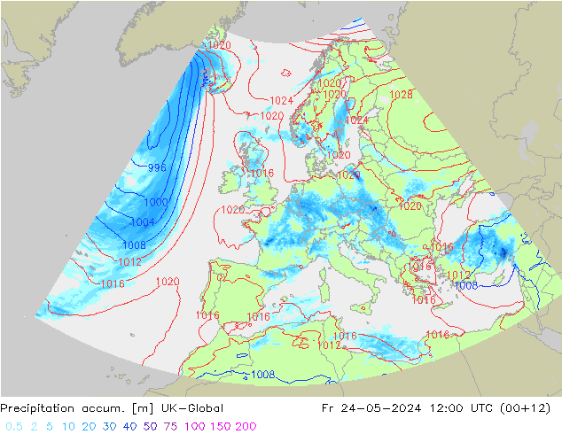 Précipitation accum. UK-Global ven 24.05.2024 12 UTC