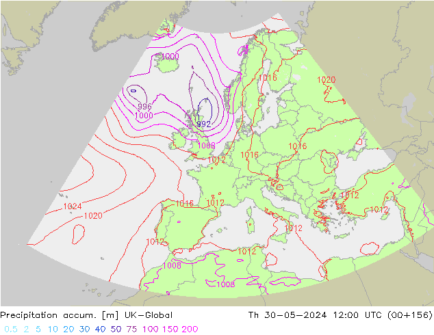 Toplam Yağış UK-Global Per 30.05.2024 12 UTC