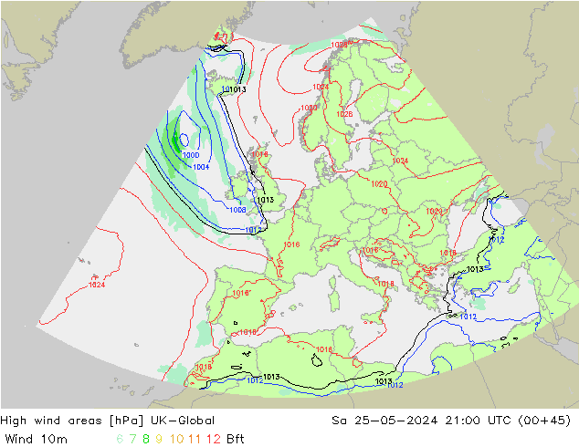 High wind areas UK-Global sáb 25.05.2024 21 UTC