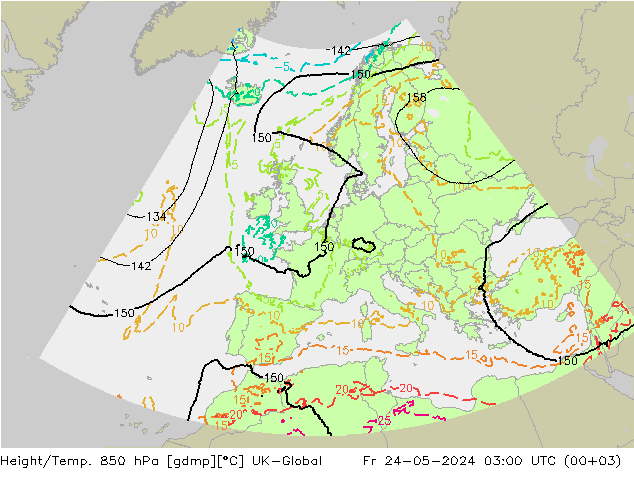 Height/Temp. 850 гПа UK-Global пт 24.05.2024 03 UTC