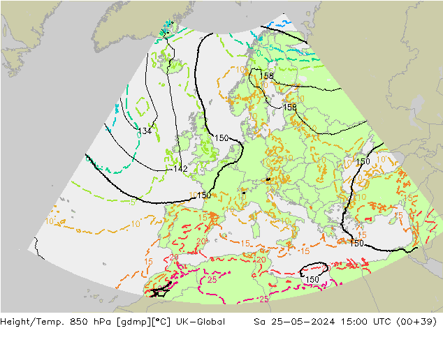 Geop./Temp. 850 hPa UK-Global sáb 25.05.2024 15 UTC