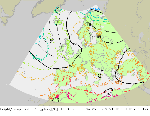 Yükseklik/Sıc. 850 hPa UK-Global Cts 25.05.2024 18 UTC