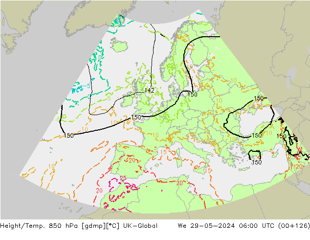 Géop./Temp. 850 hPa UK-Global mer 29.05.2024 06 UTC