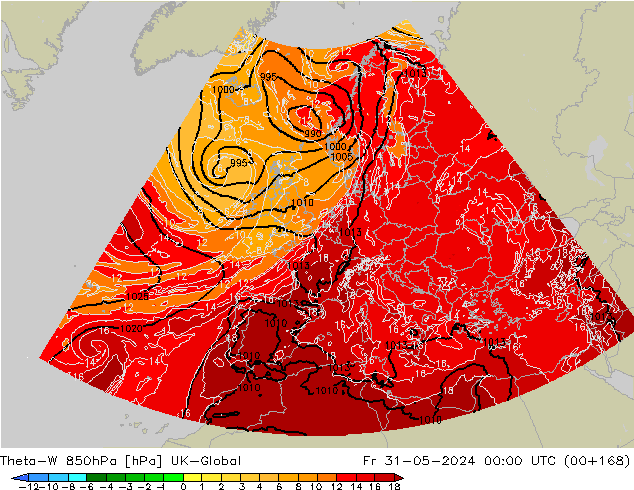 Theta-W 850hPa UK-Global Fr 31.05.2024 00 UTC