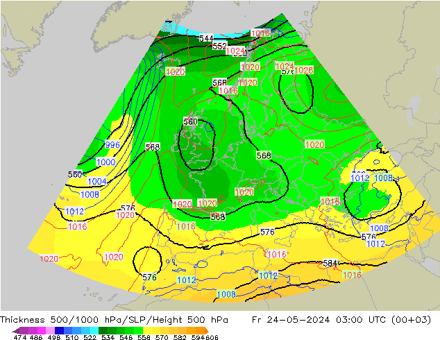 Thck 500-1000hPa UK-Global 星期五 24.05.2024 03 UTC
