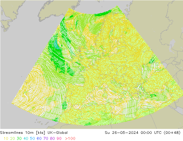 Streamlines 10m UK-Global Su 26.05.2024 00 UTC