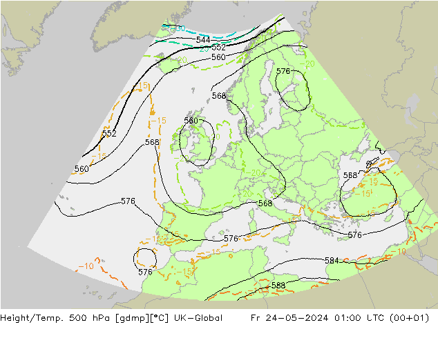 Hoogte/Temp. 500 hPa UK-Global vr 24.05.2024 01 UTC