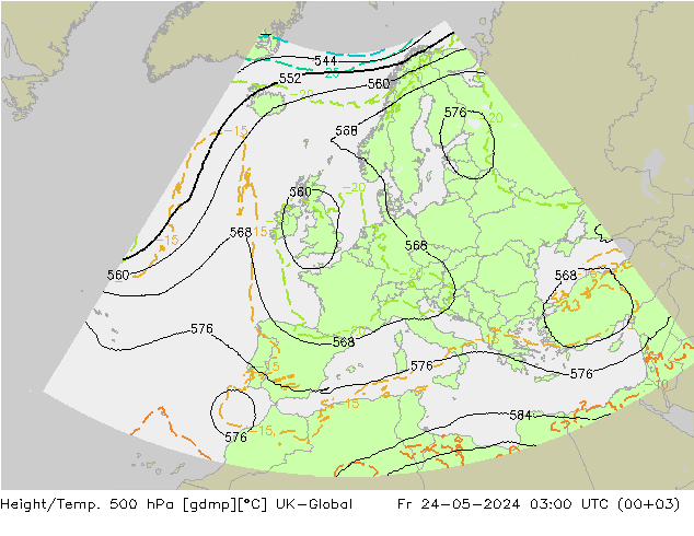 Height/Temp. 500 hPa UK-Global Sex 24.05.2024 03 UTC