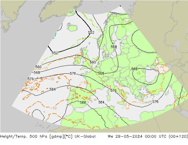 Géop./Temp. 500 hPa UK-Global mer 29.05.2024 00 UTC