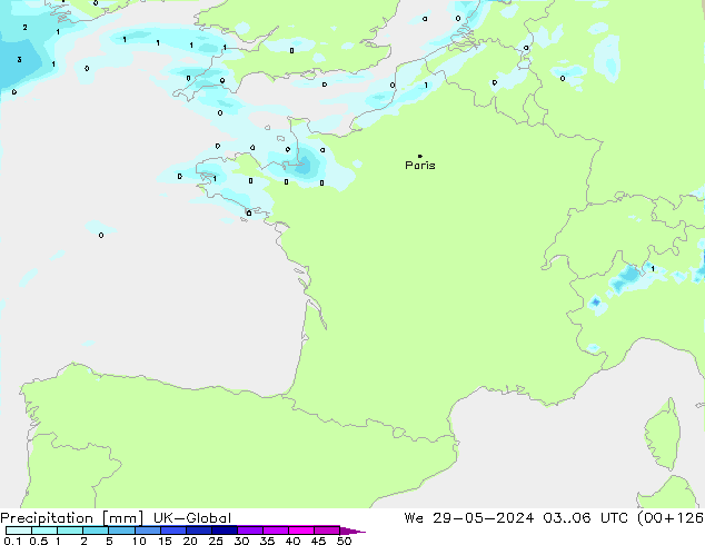 Precipitation UK-Global We 29.05.2024 06 UTC