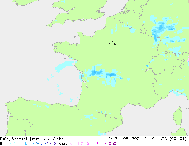 Rain/Snowfall UK-Global Fr 24.05.2024 01 UTC