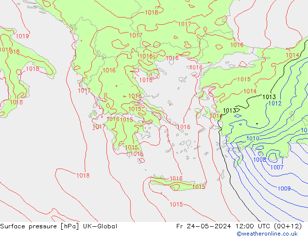 Surface pressure UK-Global Fr 24.05.2024 12 UTC