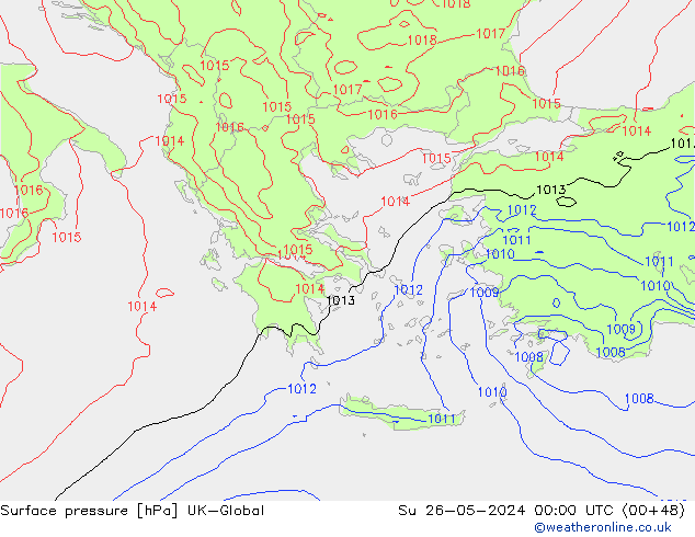 Surface pressure UK-Global Su 26.05.2024 00 UTC