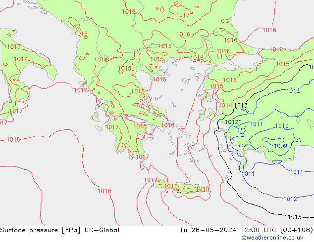 Surface pressure UK-Global Tu 28.05.2024 12 UTC