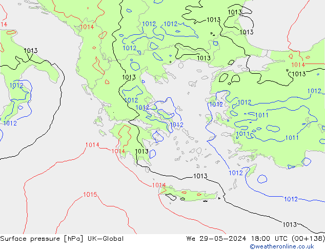 Atmosférický tlak UK-Global St 29.05.2024 18 UTC