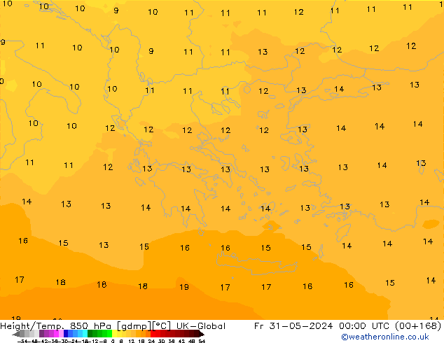 Height/Temp. 850 hPa UK-Global Fr 31.05.2024 00 UTC