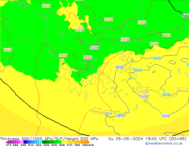 Thck 500-1000hPa UK-Global Su 26.05.2024 18 UTC