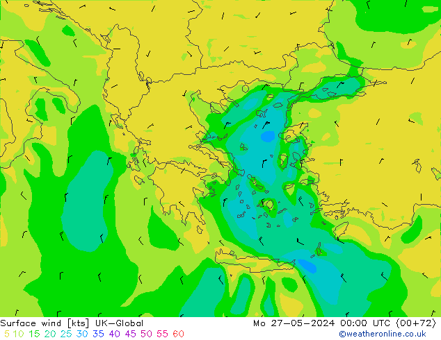 Surface wind UK-Global Mo 27.05.2024 00 UTC