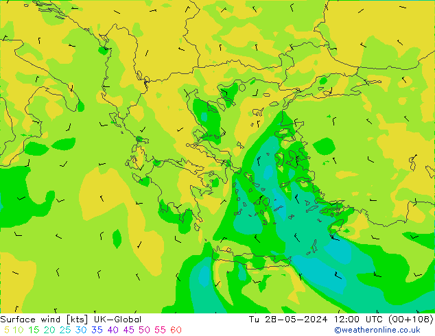 Surface wind UK-Global Tu 28.05.2024 12 UTC