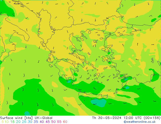 Rüzgar 10 m UK-Global Per 30.05.2024 12 UTC