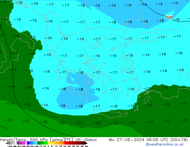 Height/Temp. 500 гПа UK-Global пн 27.05.2024 06 UTC