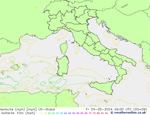 Eşrüzgar Hızları mph UK-Global Cu 24.05.2024 09 UTC