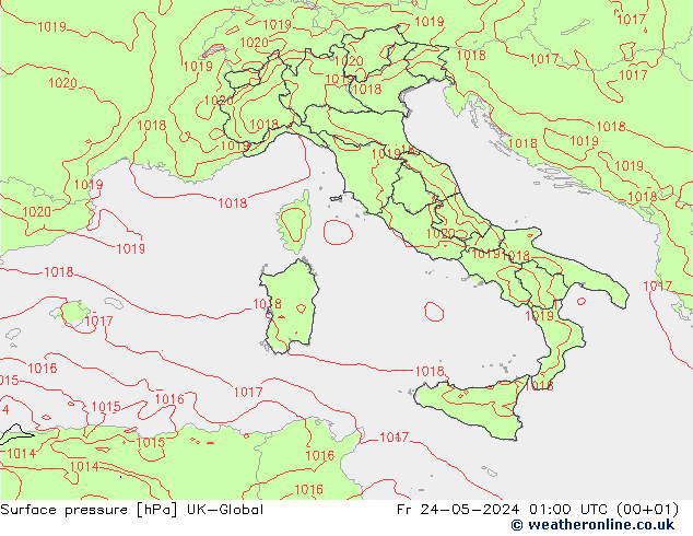 приземное давление UK-Global пт 24.05.2024 01 UTC