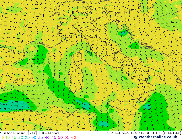 Vento 10 m UK-Global Qui 30.05.2024 00 UTC