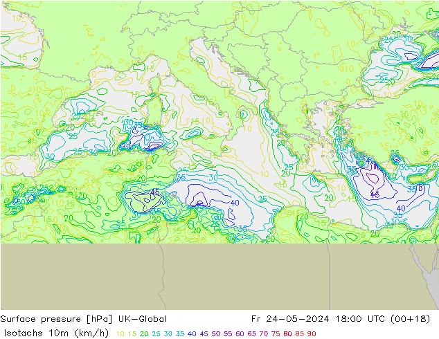 Isotachs (kph) UK-Global Sex 24.05.2024 18 UTC