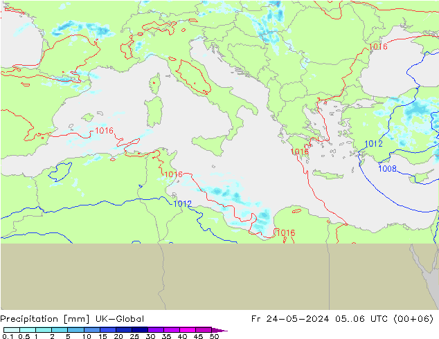 Precipitation UK-Global Fr 24.05.2024 06 UTC