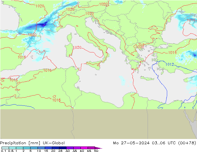 Precipitation UK-Global Mo 27.05.2024 06 UTC