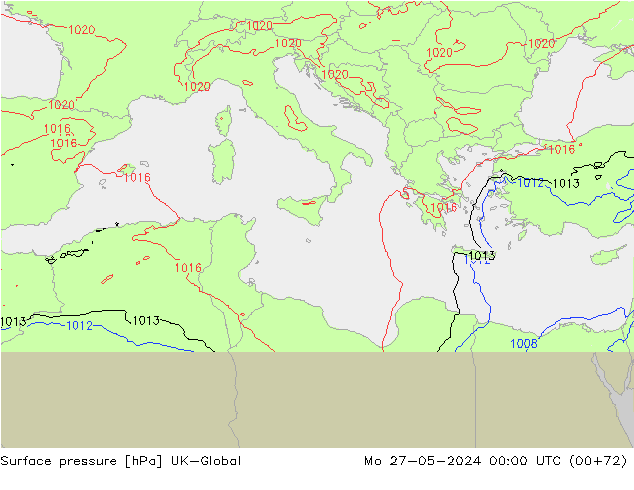 Atmosférický tlak UK-Global Po 27.05.2024 00 UTC