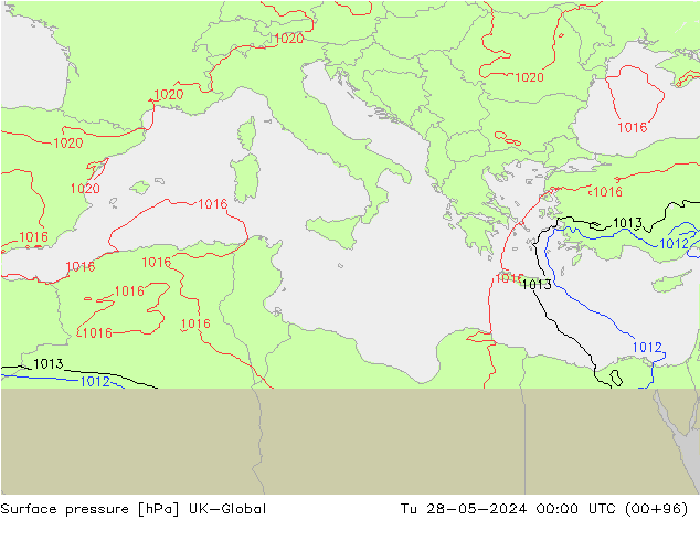 Pressione al suolo UK-Global mar 28.05.2024 00 UTC