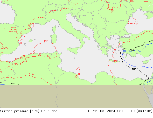 Yer basıncı UK-Global Sa 28.05.2024 06 UTC